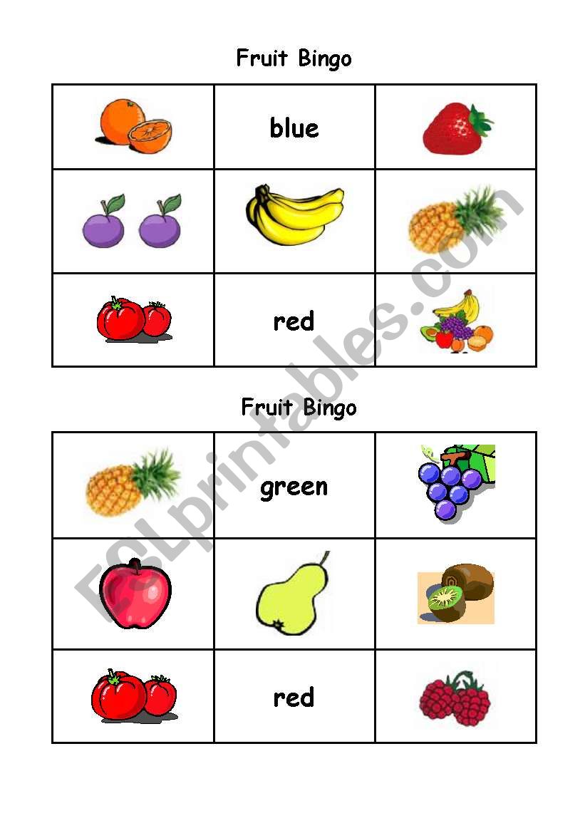 fruit bingo worksheet