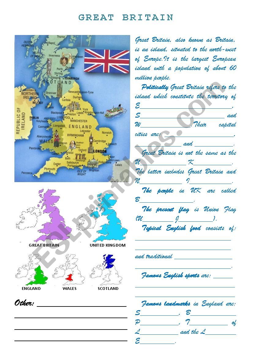 Great Britain worksheet