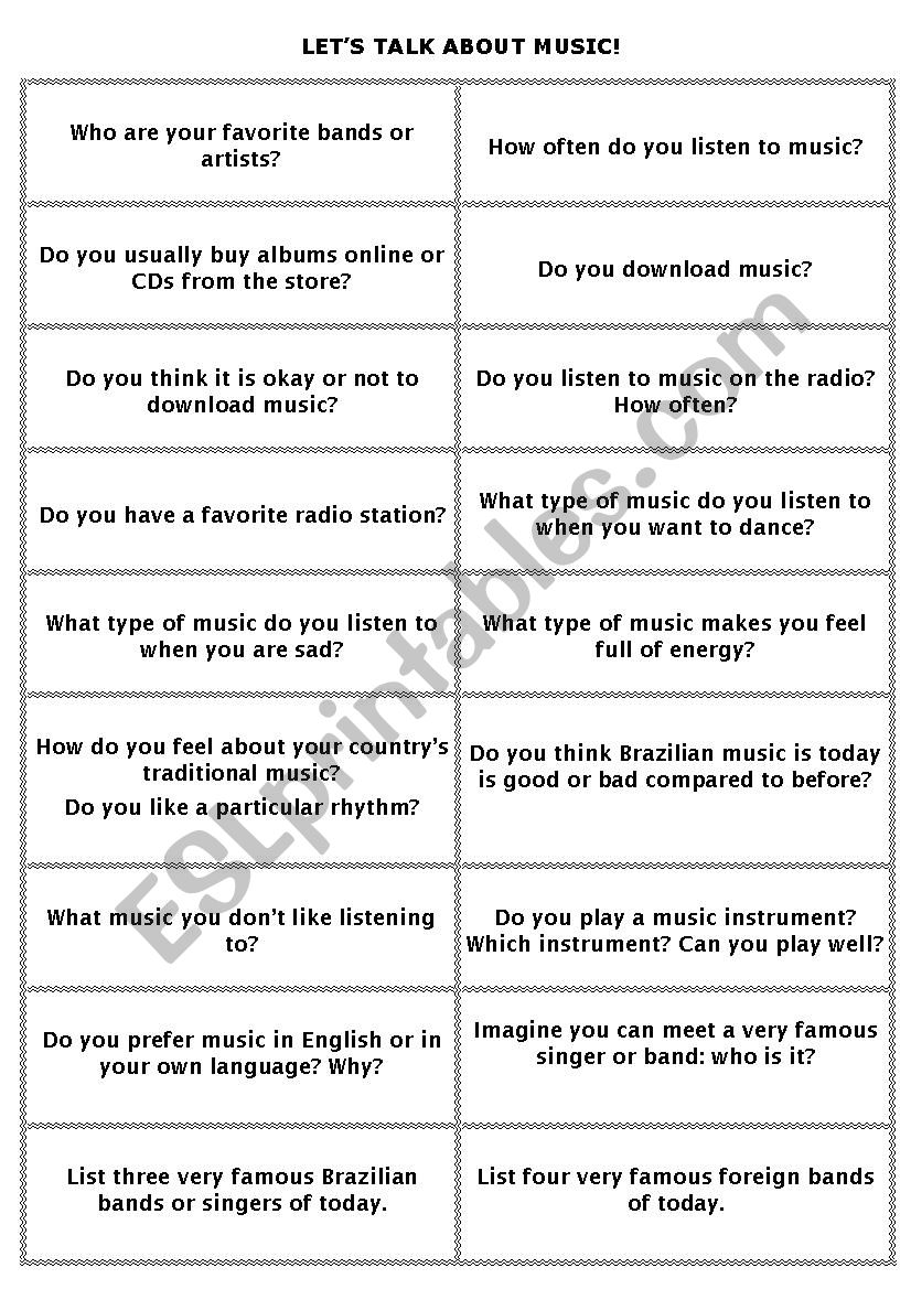 Talk Music worksheet