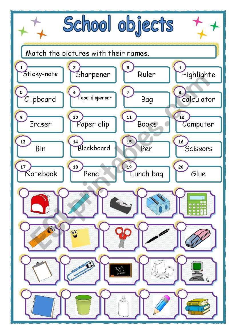 School. Picture Dictionary  worksheet