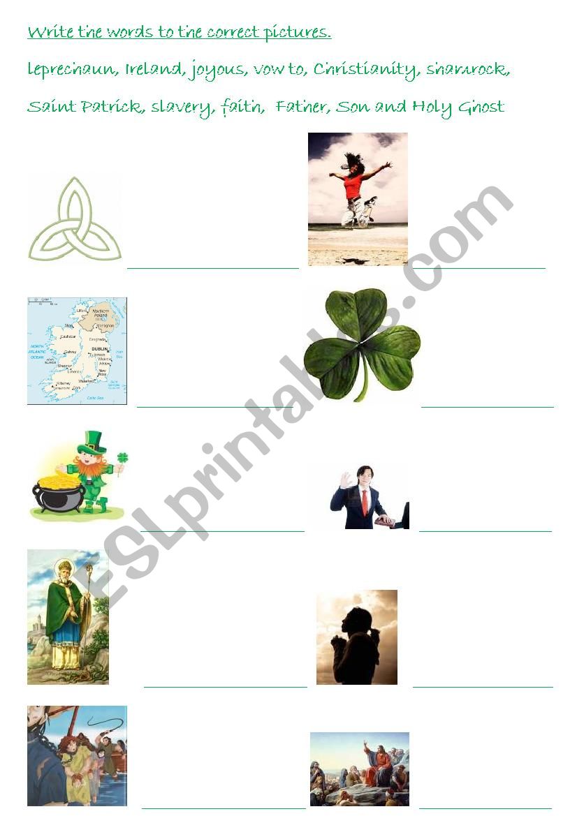 Saint Patricks Day song- simple vocabulary exercise