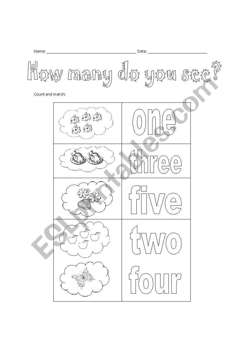 Counting to five worksheet