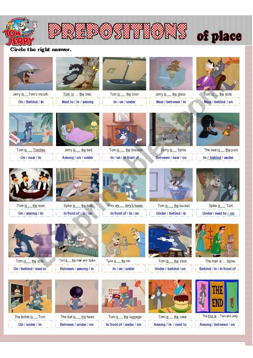 Prepositions of place - TOM AND JERRY