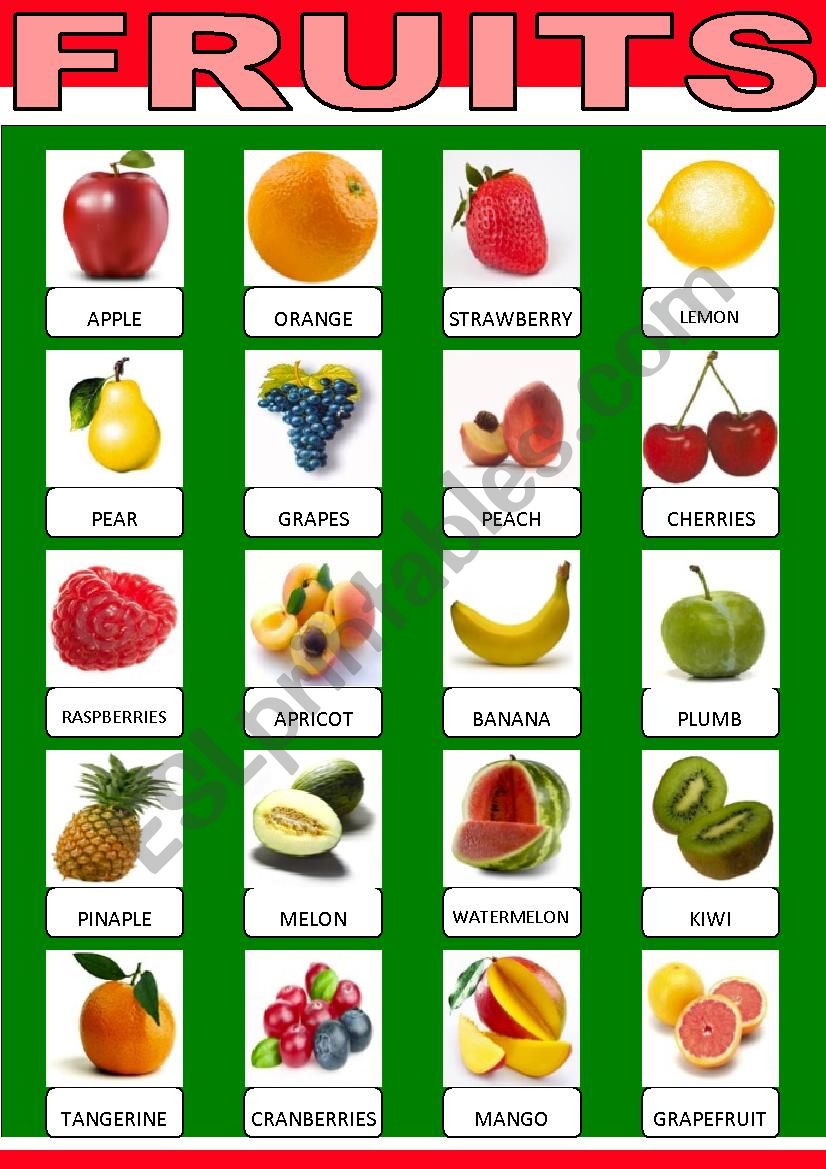 fruits worksheet