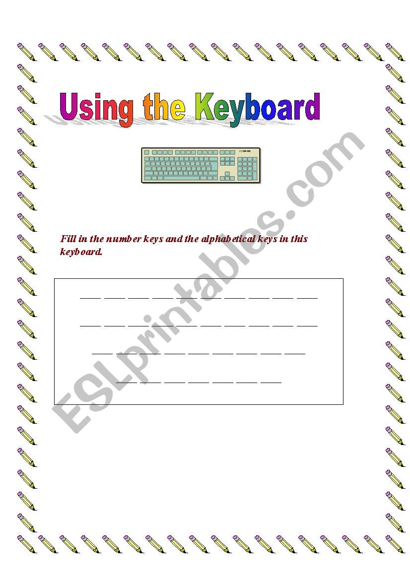 Using the Keyboard worksheet