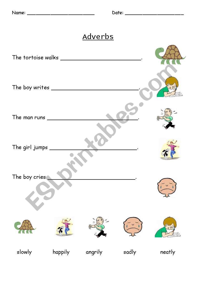 Adverbs worksheet