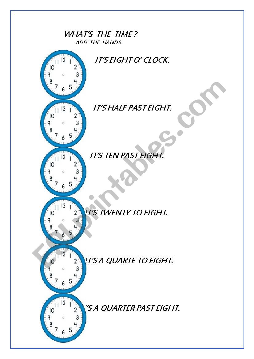 whats the time? worksheet