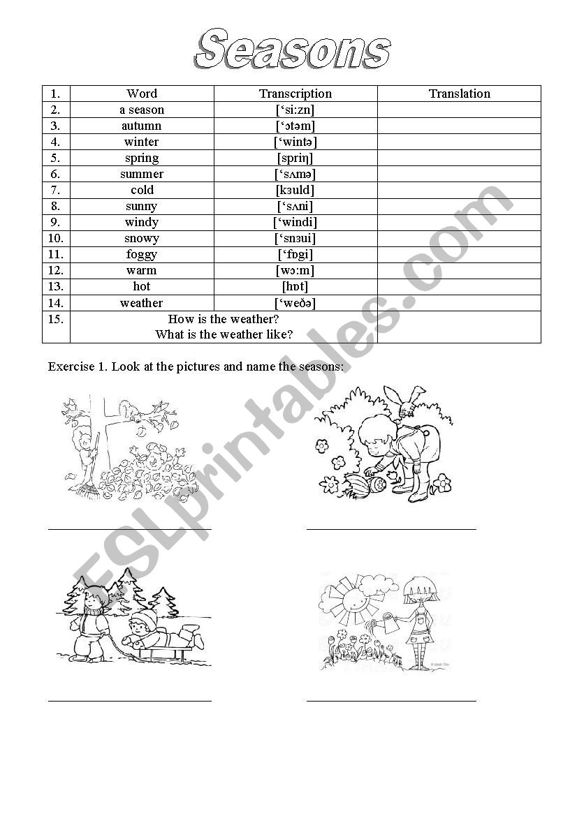 Seasons. Exercises. Some Tips. 