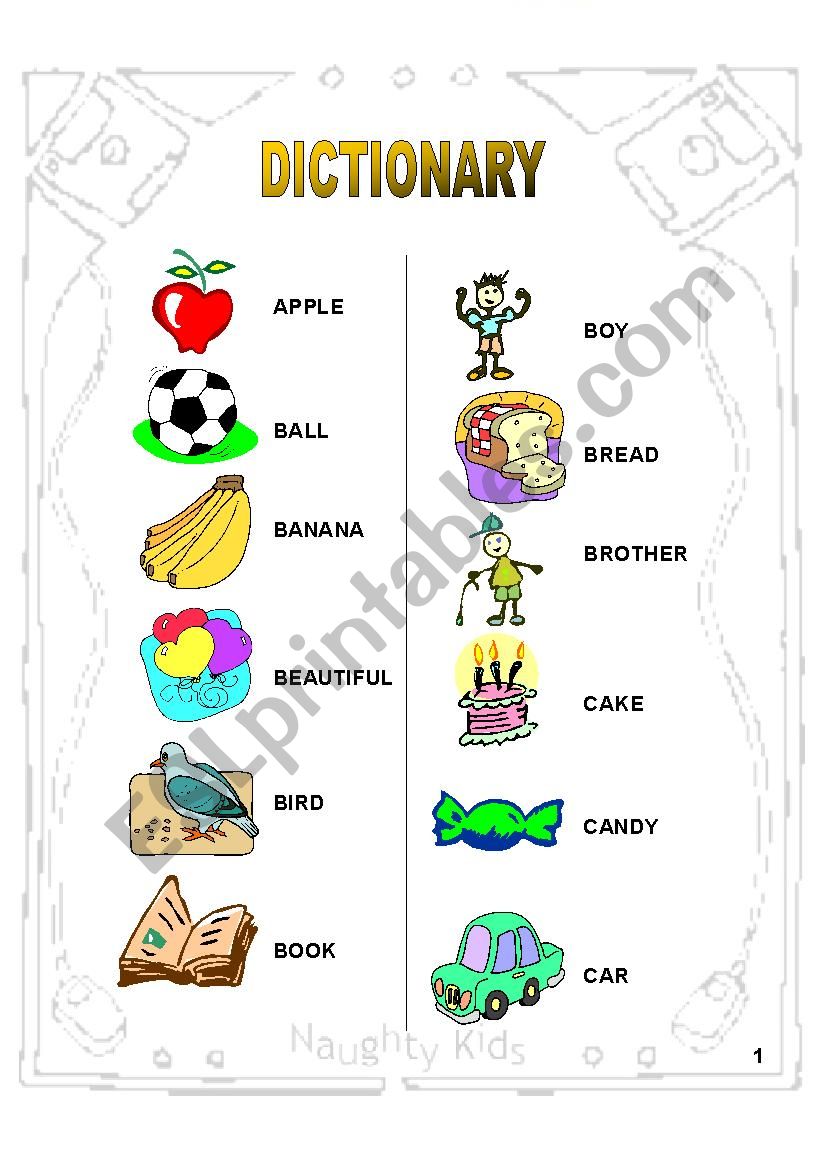 Dictionary worksheet