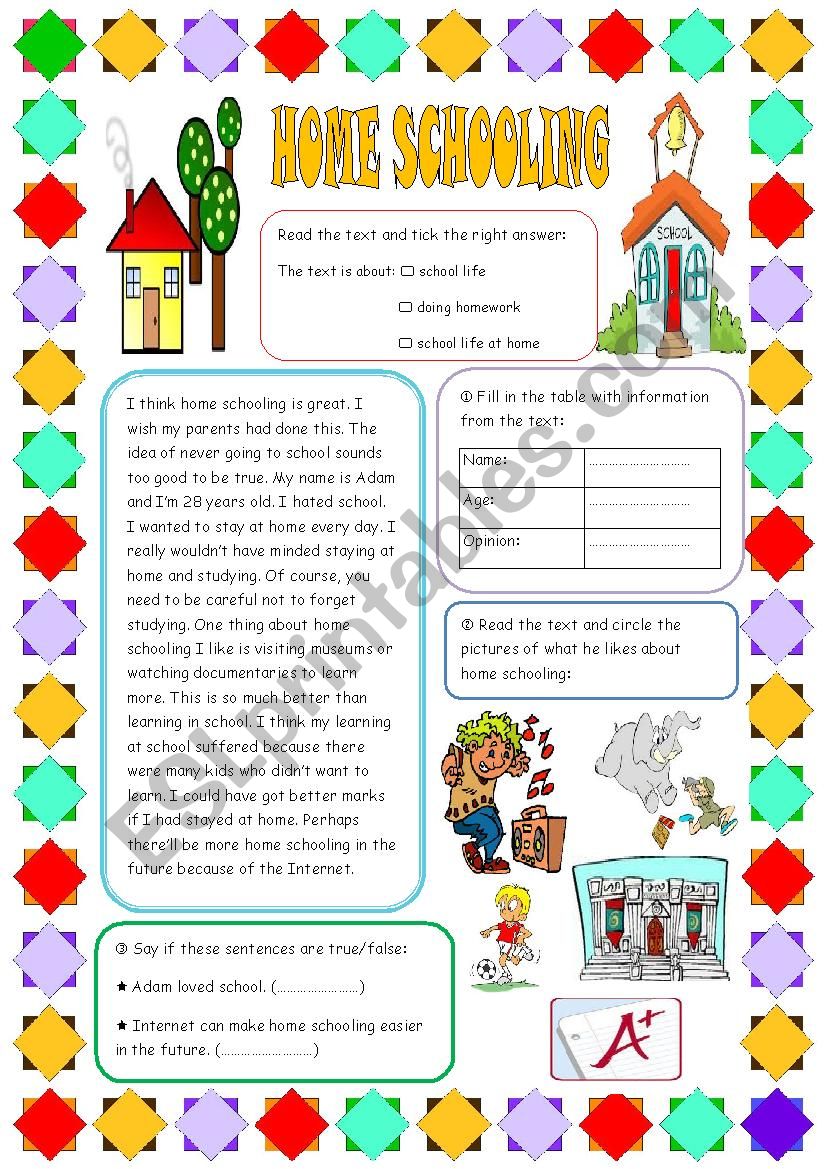 HOME SCHOOLING worksheet