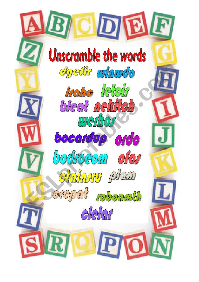 UNSCRAMBLE THE WORDS worksheet