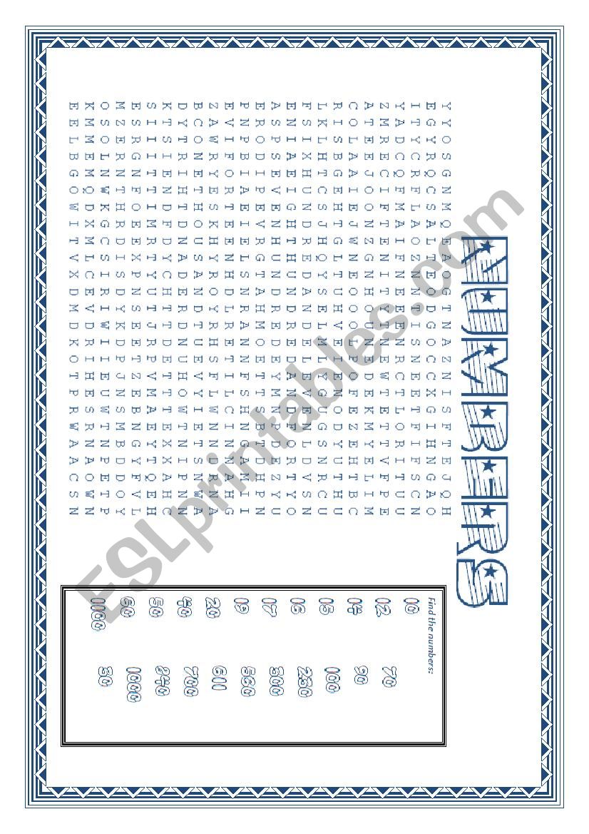 NUMBERS FROM 10 - 1000 worksheet