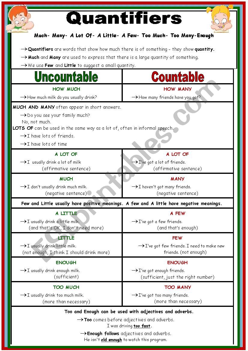 Quantifiers  worksheet