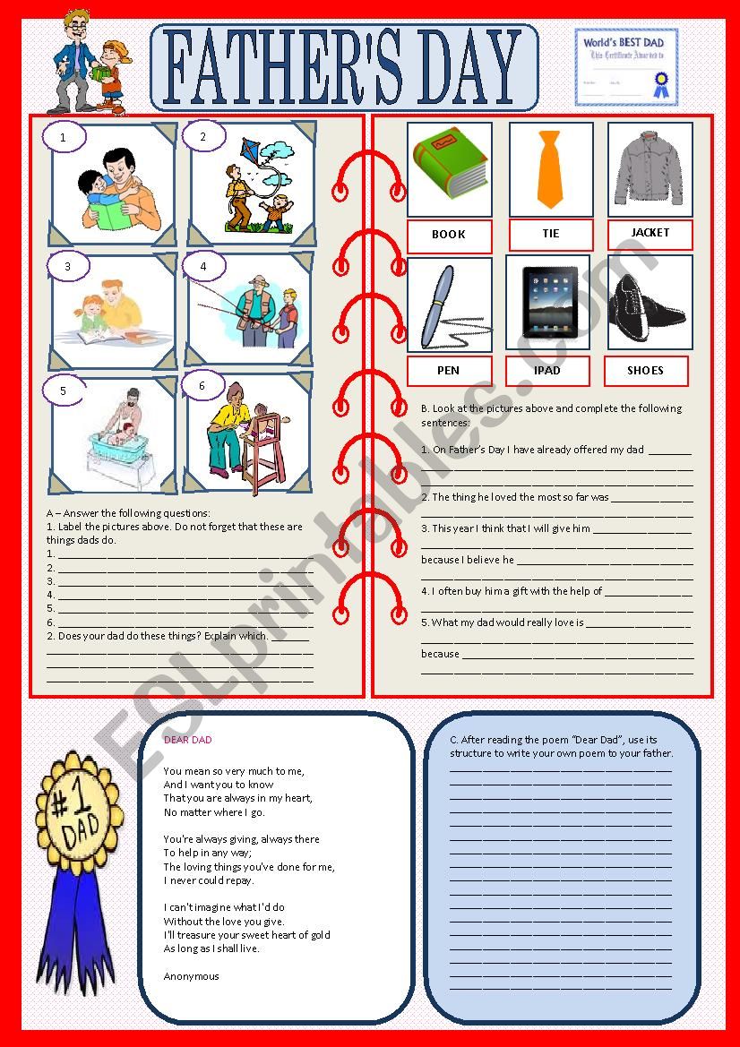 FatherÂ´s Day worksheet