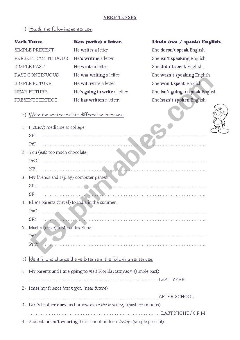 VERB TENSES worksheet