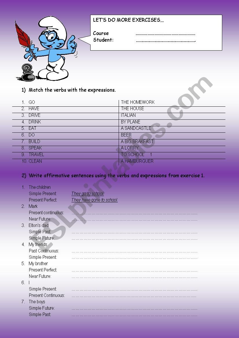 VERB TENSES REVIEW worksheet