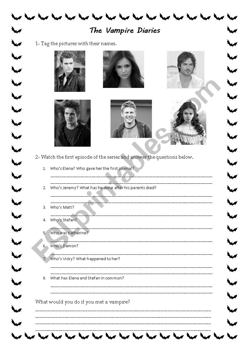 Vampire Diaries - Pilot worksheet