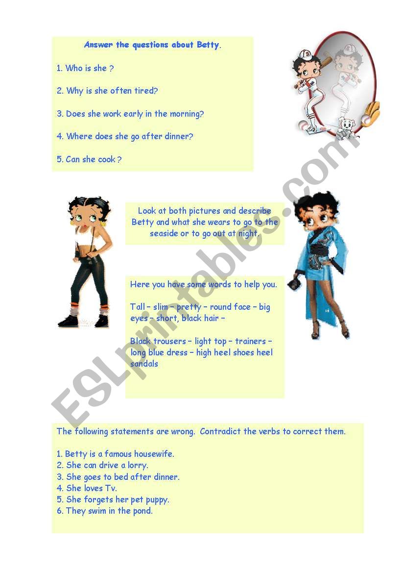 BettyBoop - par 3 worksheet