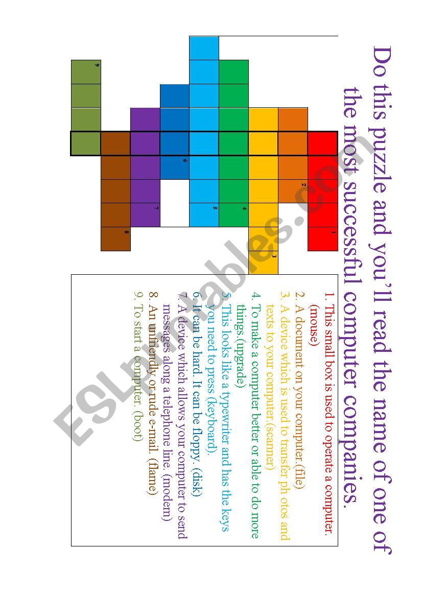 PUZZLE (computers vocabulary) worksheet