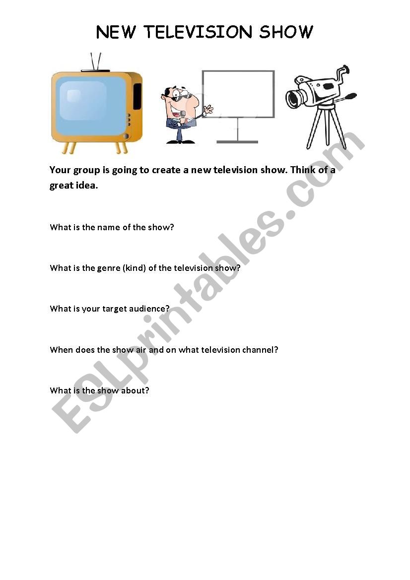 New Television Show worksheet