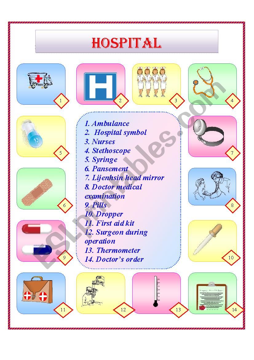 HOSPITAL worksheet