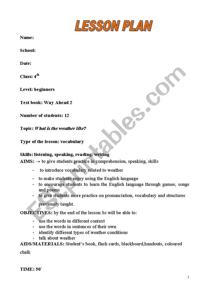 weather worksheet