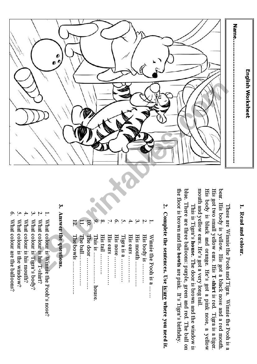 Winnie The Pooh worksheet