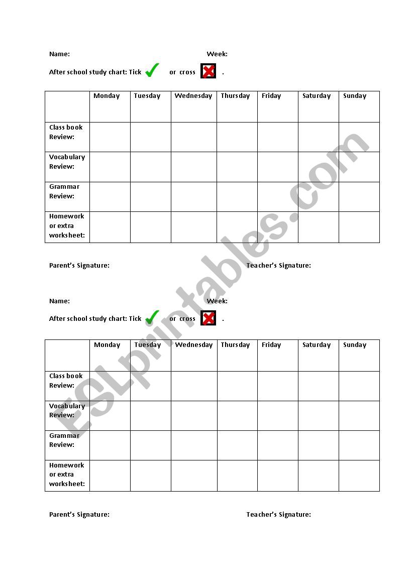 Study Chart