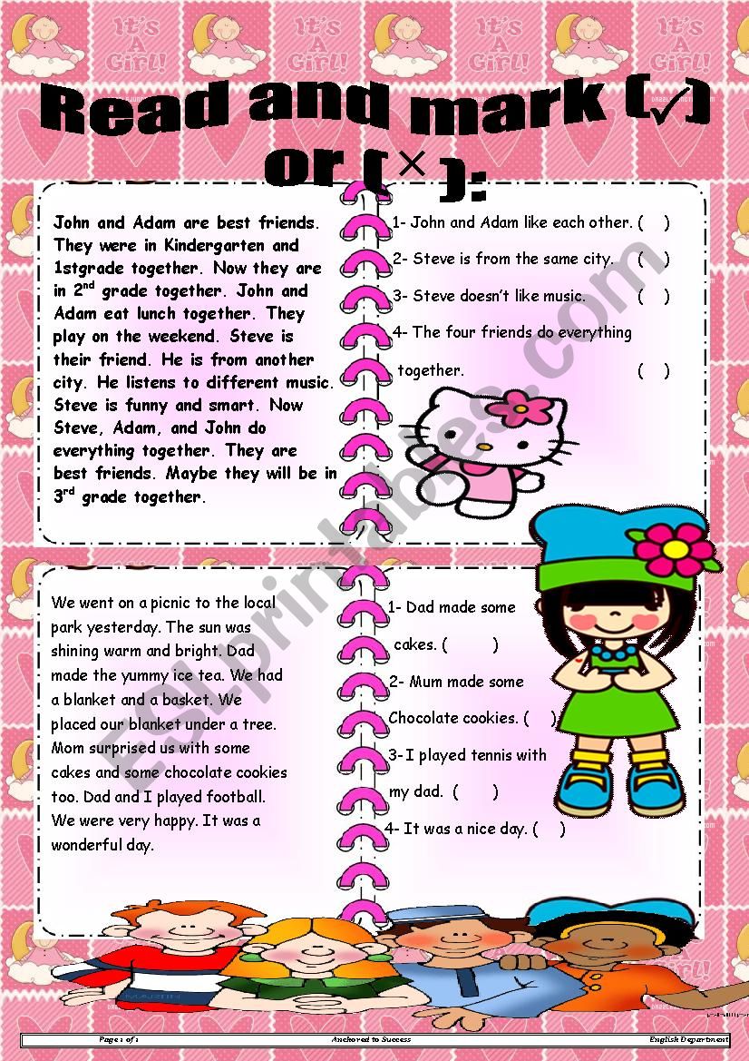 Comprehension worksheet