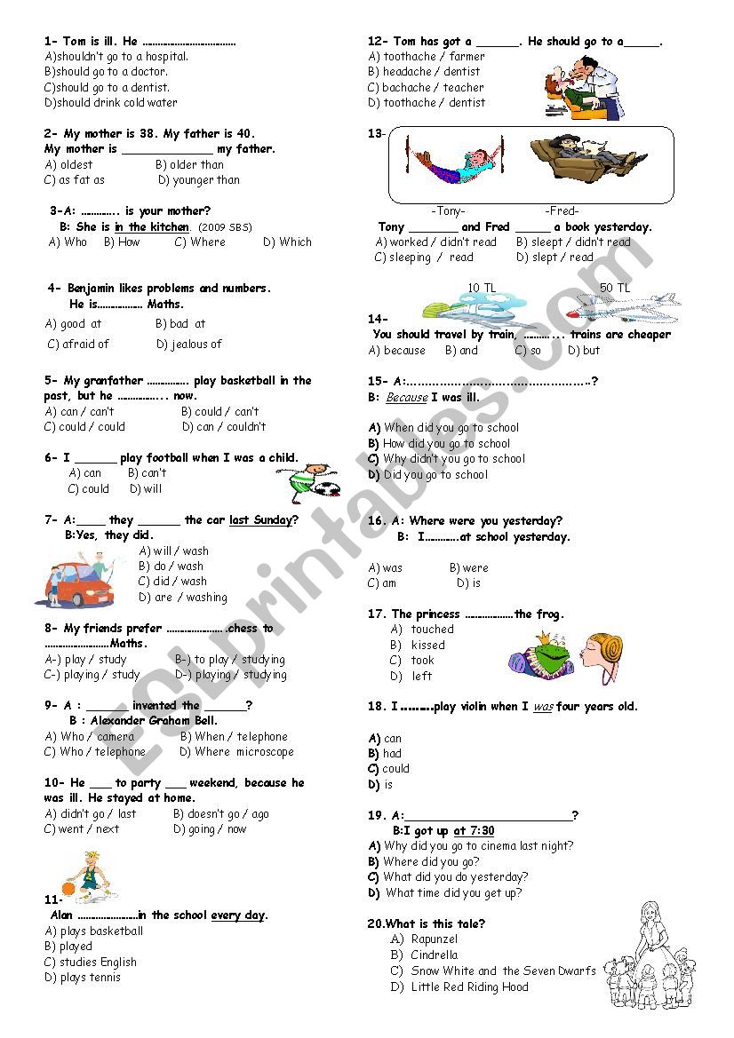 7th grade revision worksheet