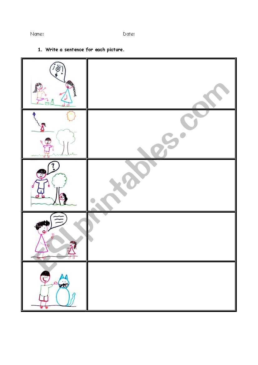 Write Sentende worksheet