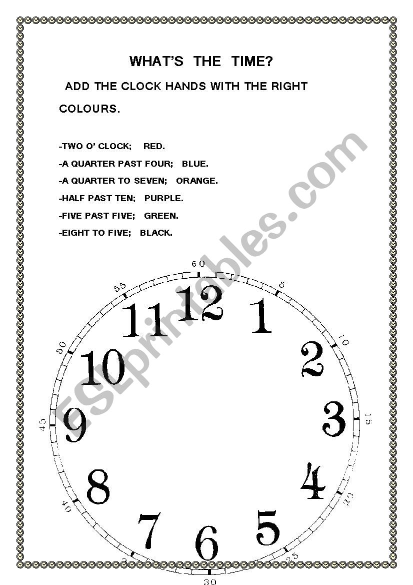 WHATS THE TIME? worksheet