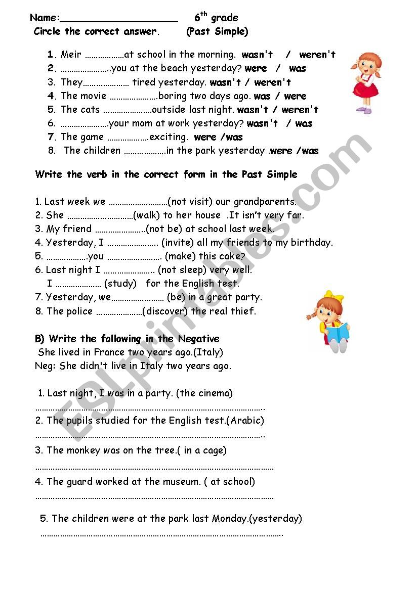 past simple worksheet