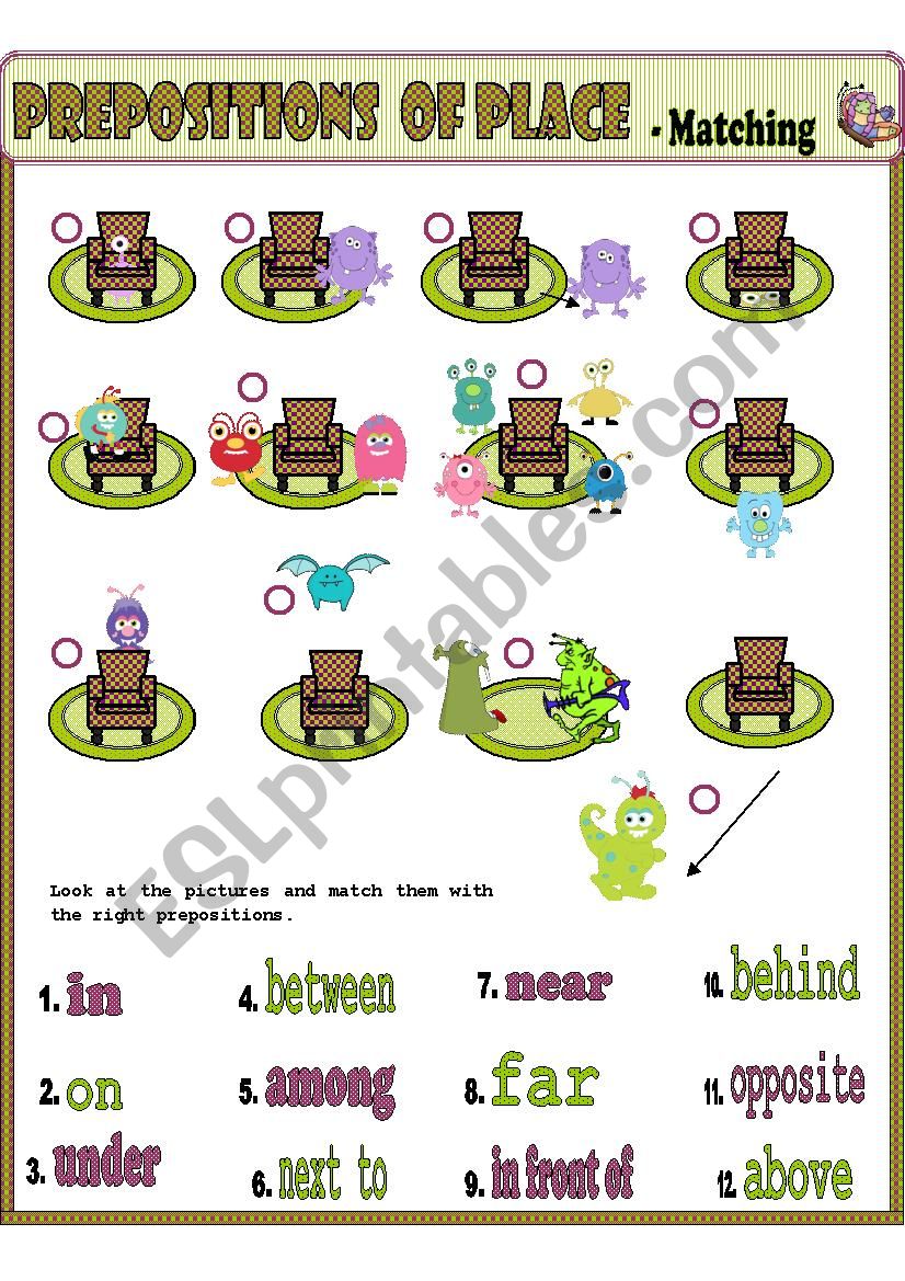 Prepositions of place - Little monsters