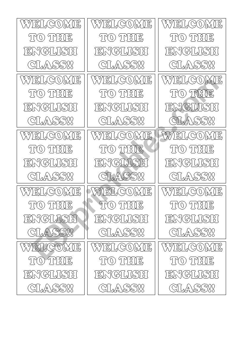 WELCOME CARDS FOR STUDENTS worksheet