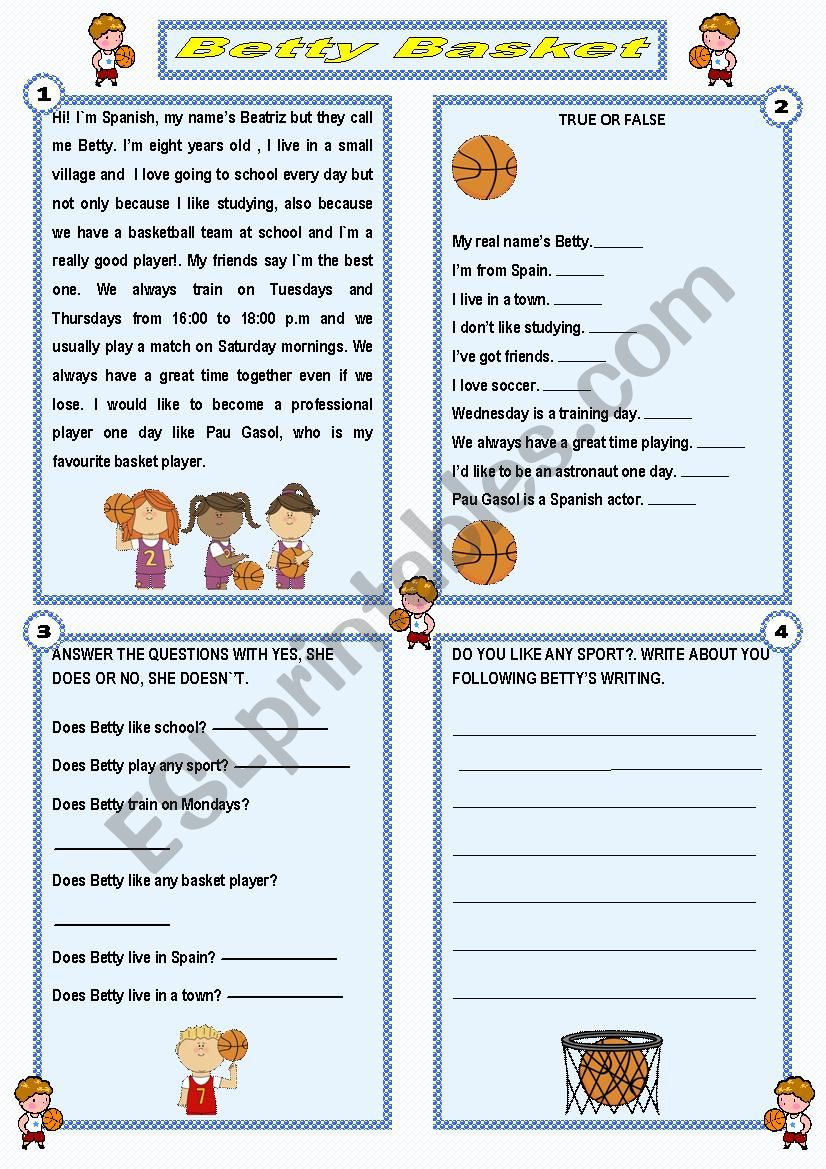 Betty Basket worksheet