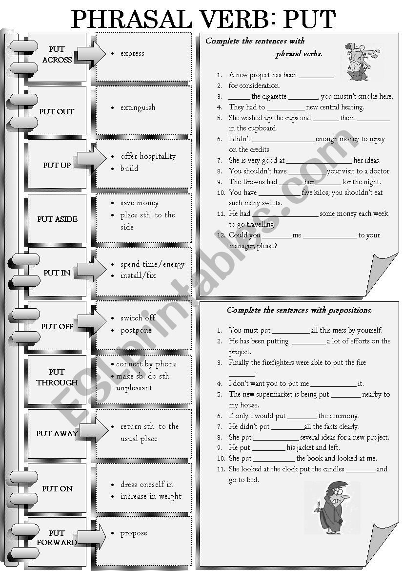 PHRASAL VERB: PUT worksheet