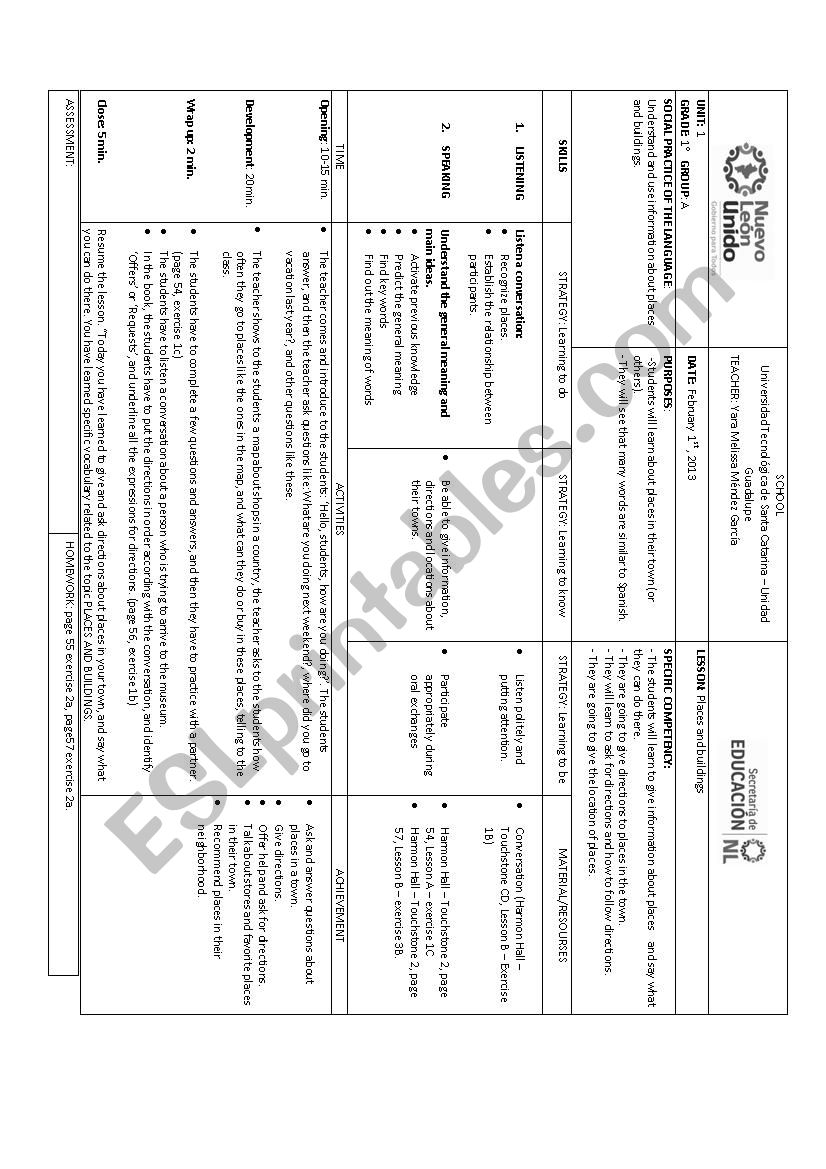 Lesson Plan - Places and buildings