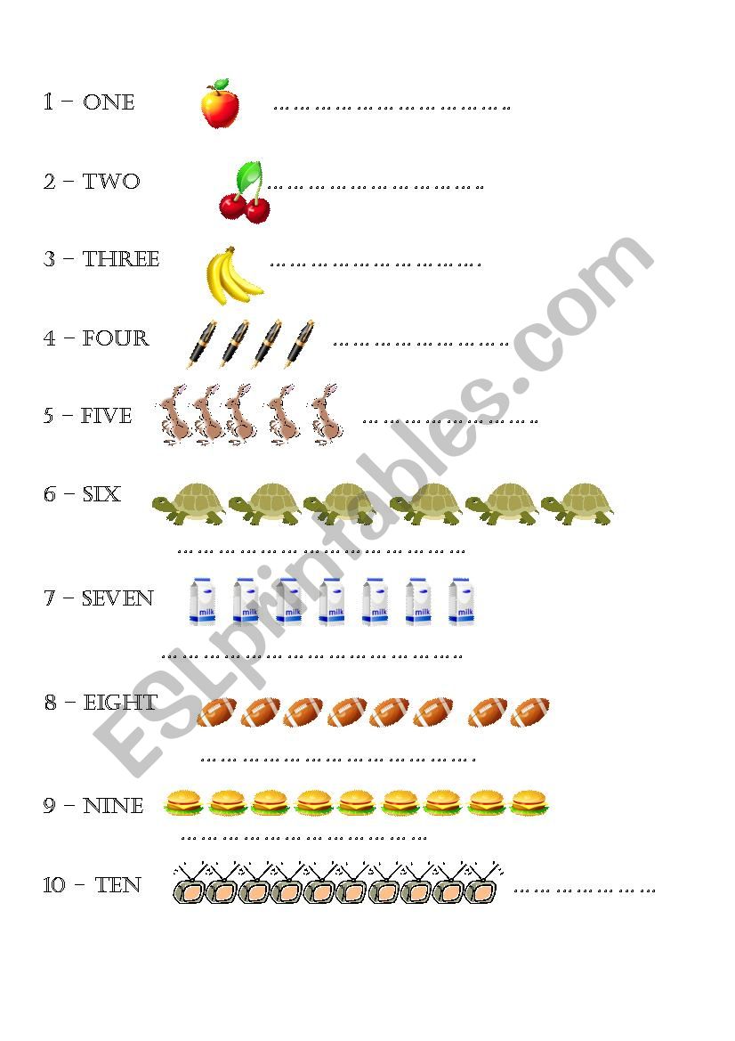 NUMBERS worksheet