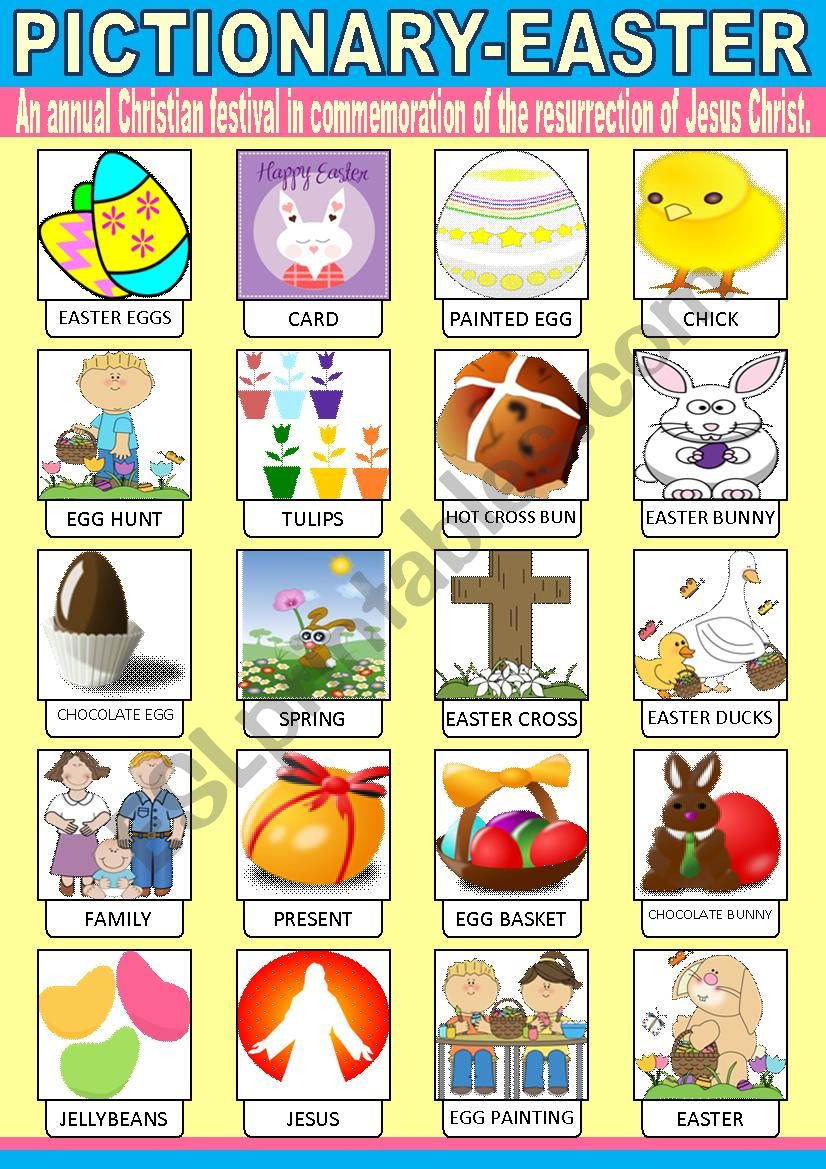 Easter Pictionary worksheet