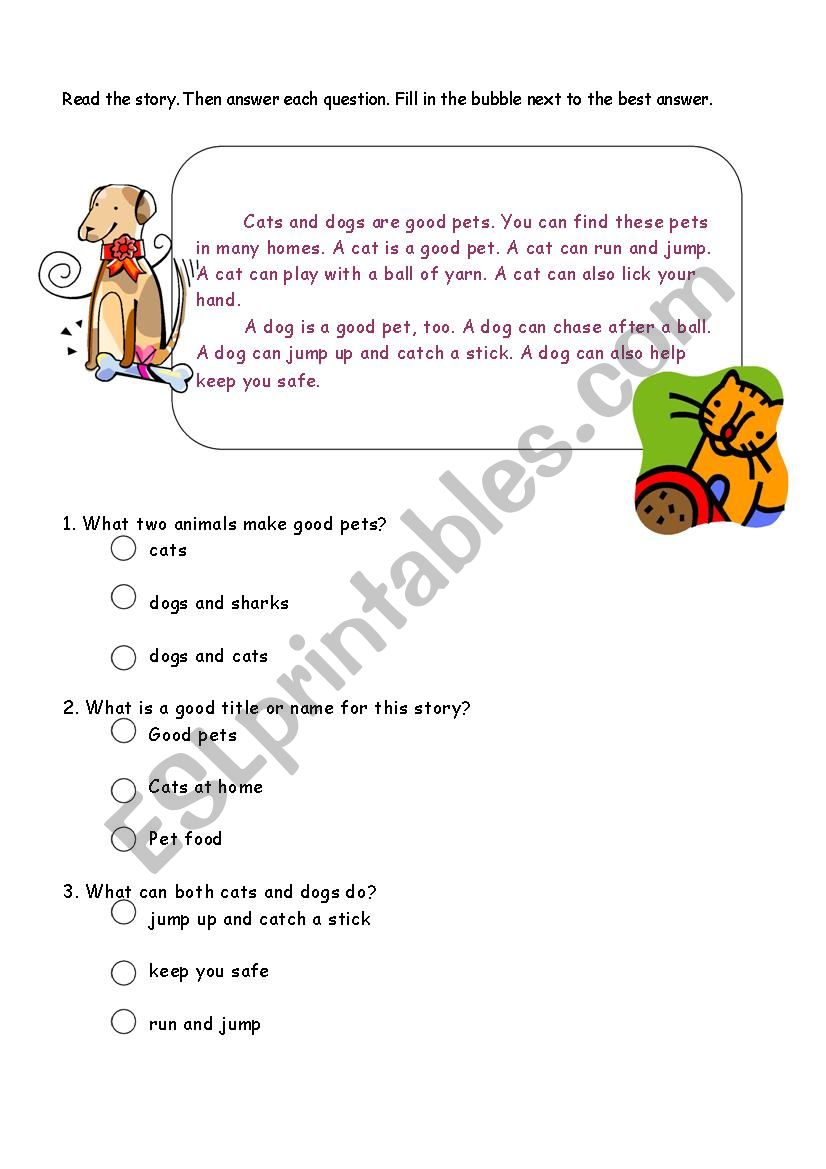 reading comprehension worksheet