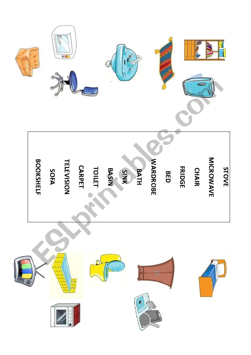 Label the furniture worksheet