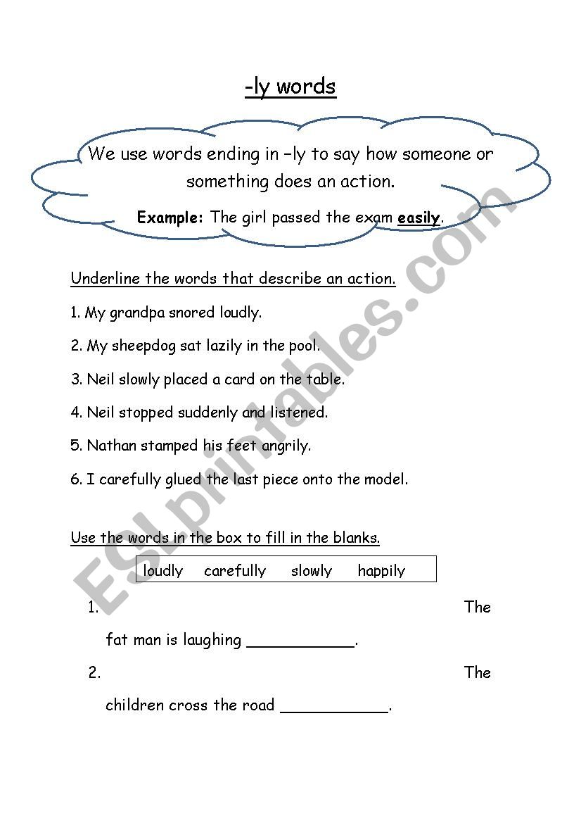 adverbs worksheet