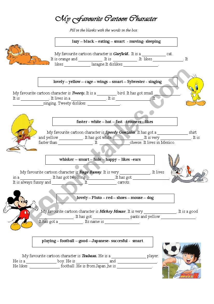 My favourite character. Favourite cartoon сочинение на английском. Cartoon characters Worksheets. My favourite character Worksheets. My favourite cartoons сочинение.