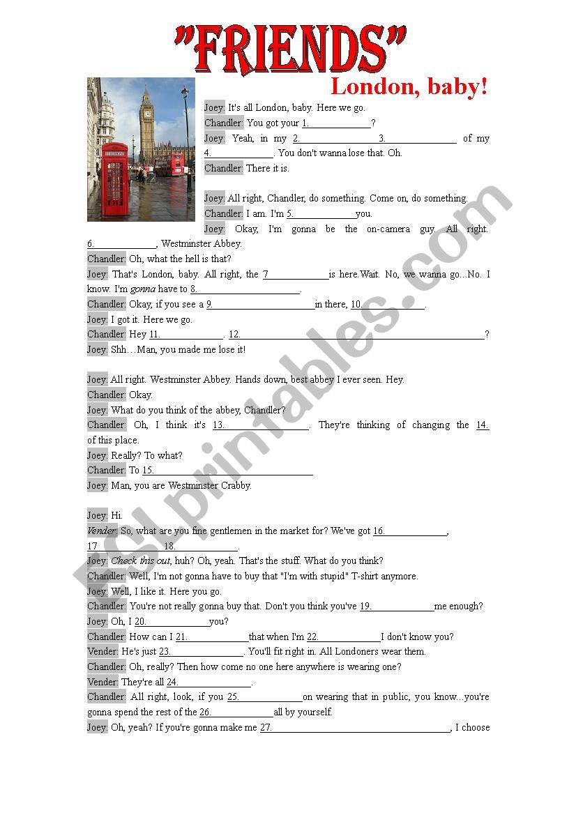 Friends - the One in London worksheet
