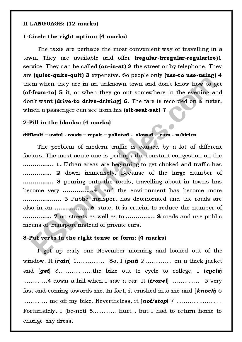 Mid term testn3 8th form worksheet