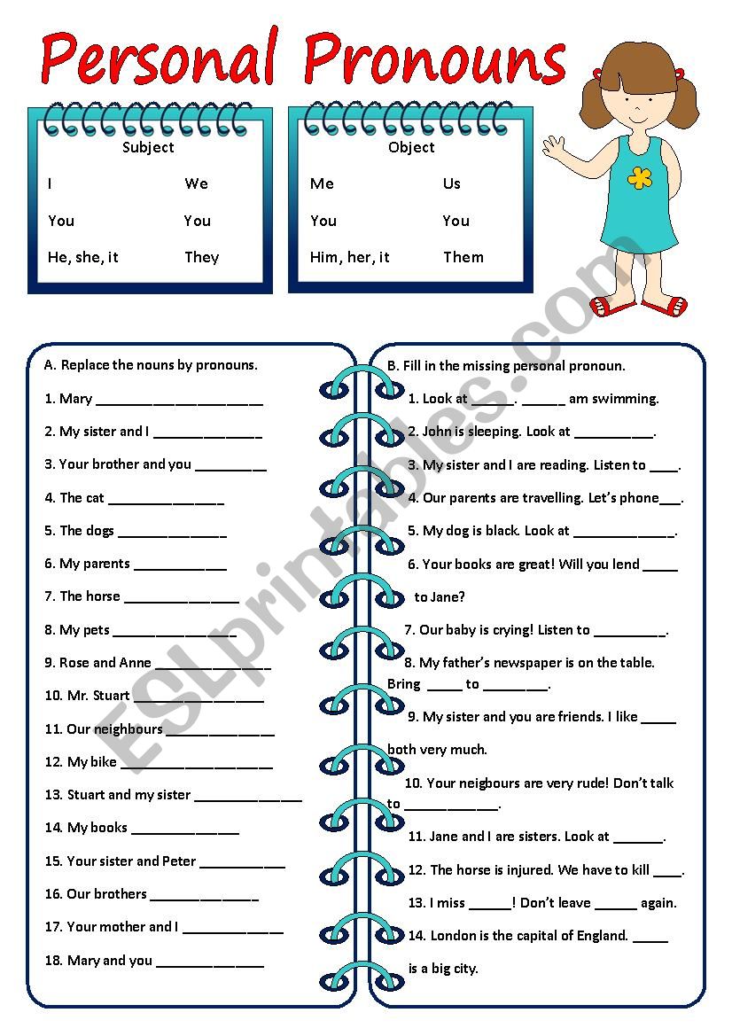 Subject Personal Pronouns Exercises