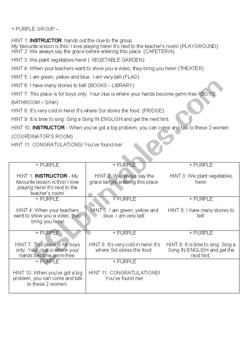 Egg hunt at school worksheet