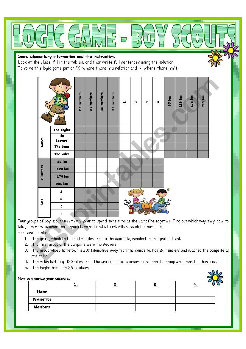 Logic Game No. 11 - Boy Scouts