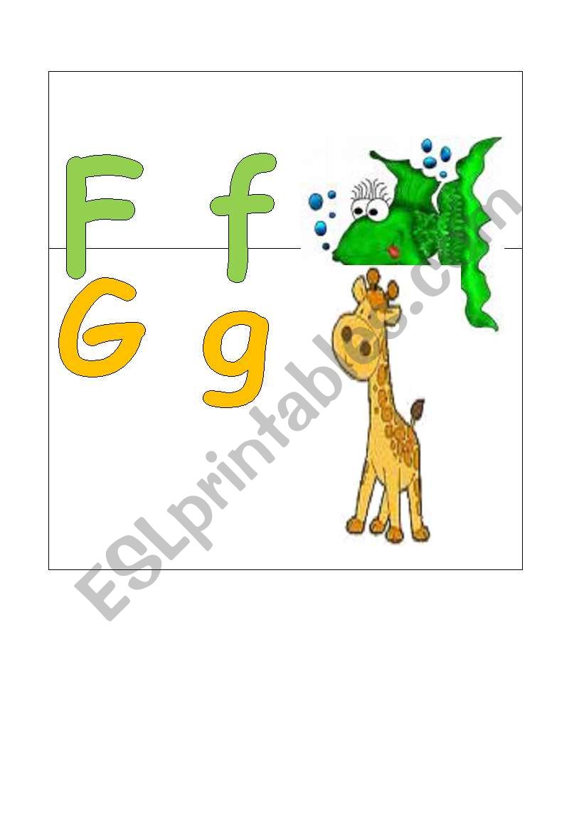 alphabet flashcards f-q colour